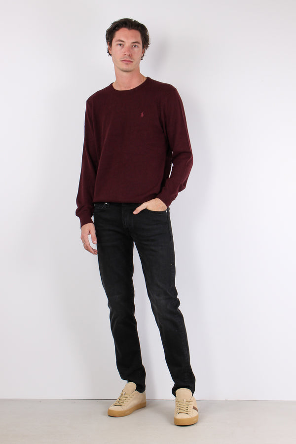 Maglia Girocollo Lambswool Wine Heather