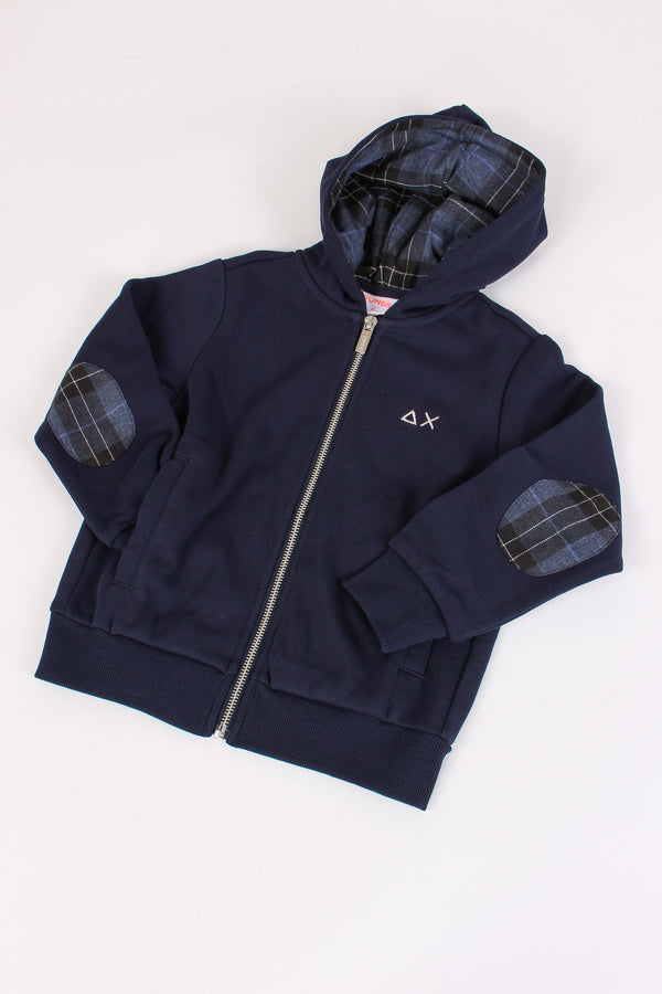 Felpa Full Zip Inserto Check Navy Blue-2