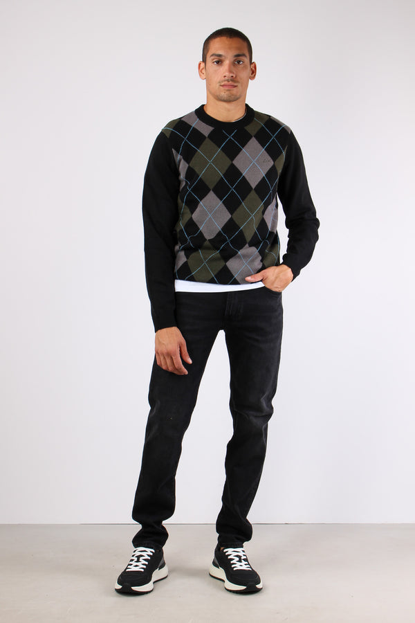 Maglia Losanghe Lana Cashmere Nero/militare