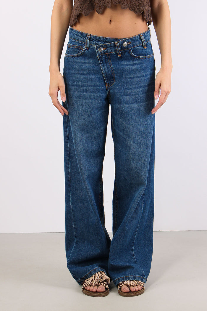 Denim Abbottonatura Asimmetric Denim Medio-2