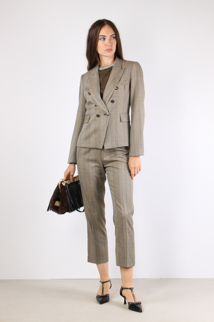 Taty Pantalone Dritto Check Fango/blu