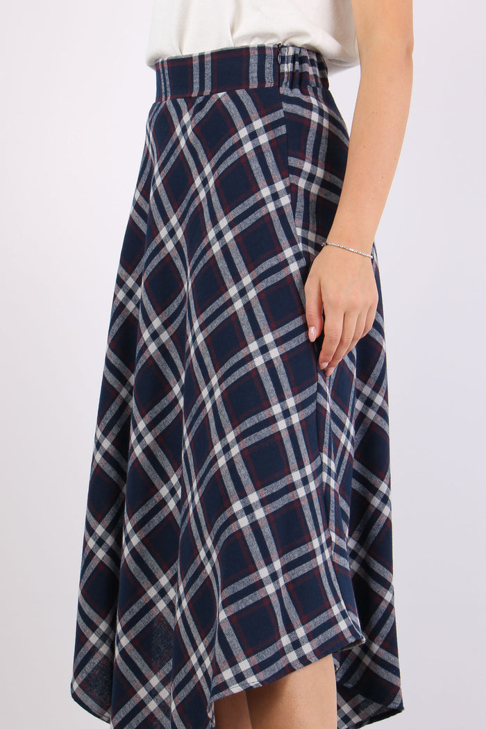 Gonna Punte Check Blu/bordeaux-8