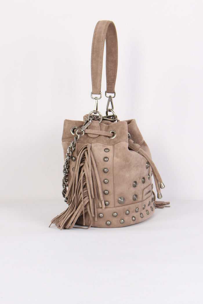 Secchiello Suede Frange Taupe-7