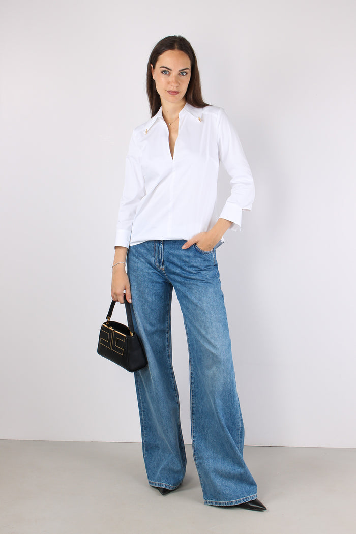 Camicia Cut Out Polsini Bianco