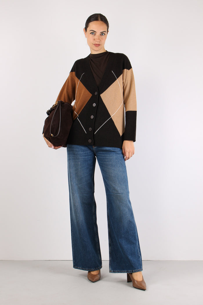 Cardigan Bottoni Intarsio Ebano