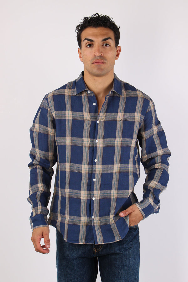 Camicia Madras Lino Navy-2