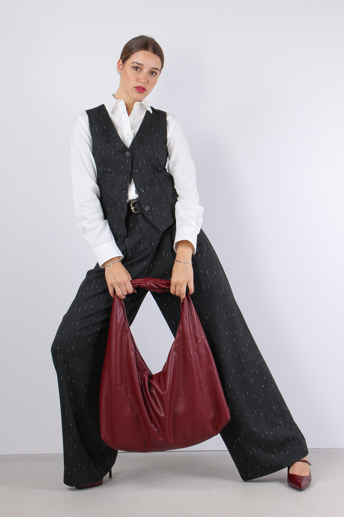 Gilet 4 Bottoni Filo Lurex Nero