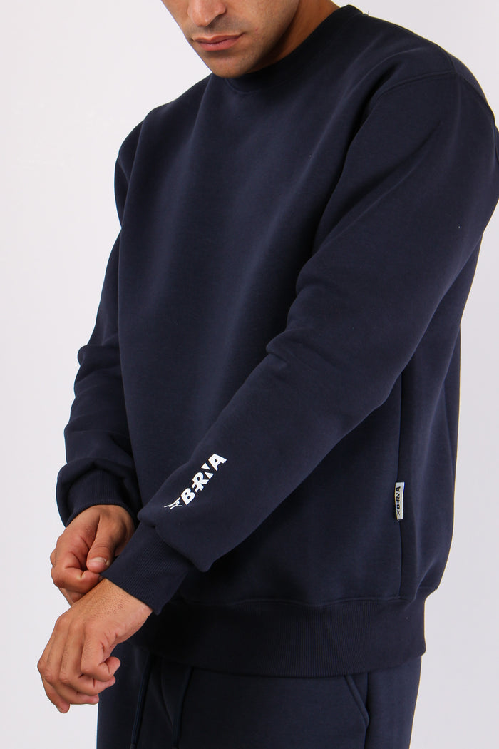 Felpa Girocollo Logo Blu-6