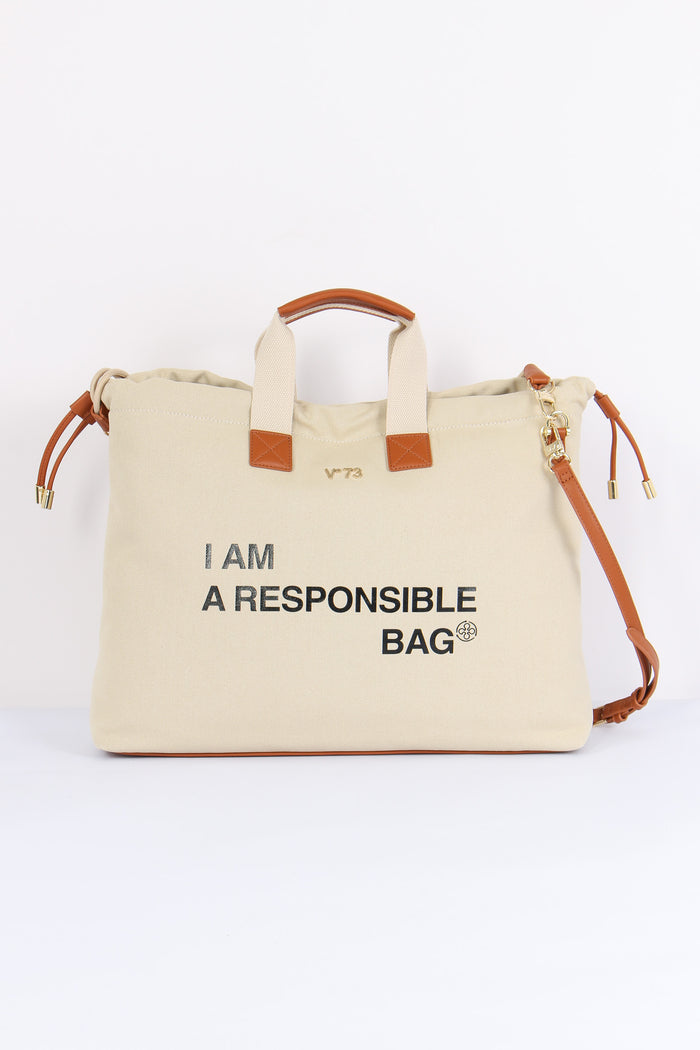 Responsible Sacca Canvas Off White/cuoio
