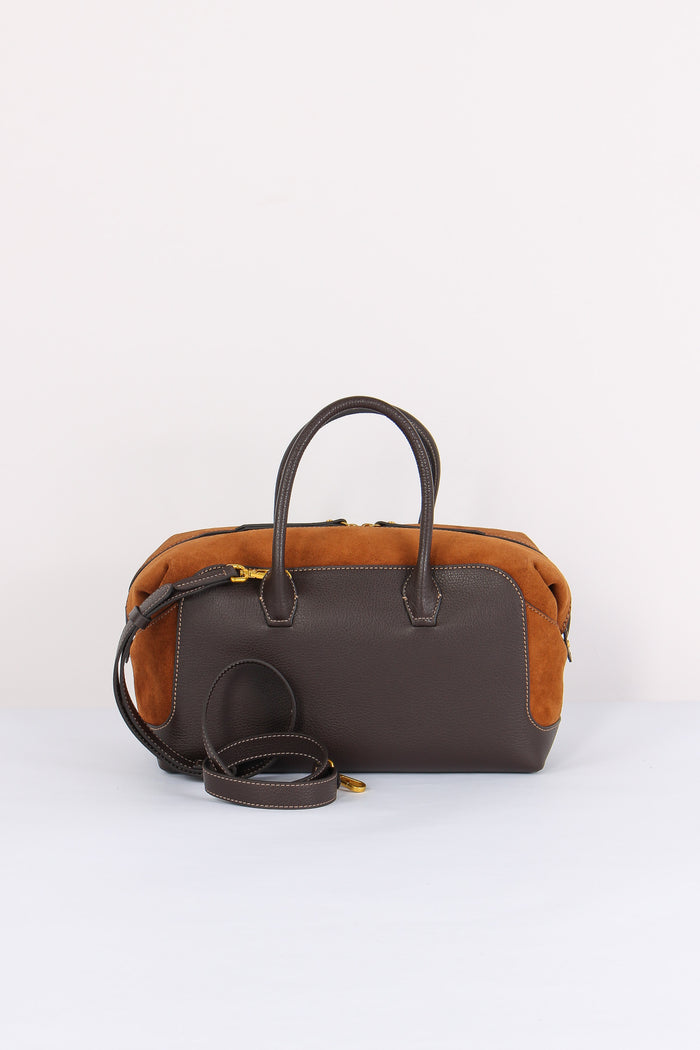 Gemma Maxi Bag Bimateriale Espresso/cognac-3