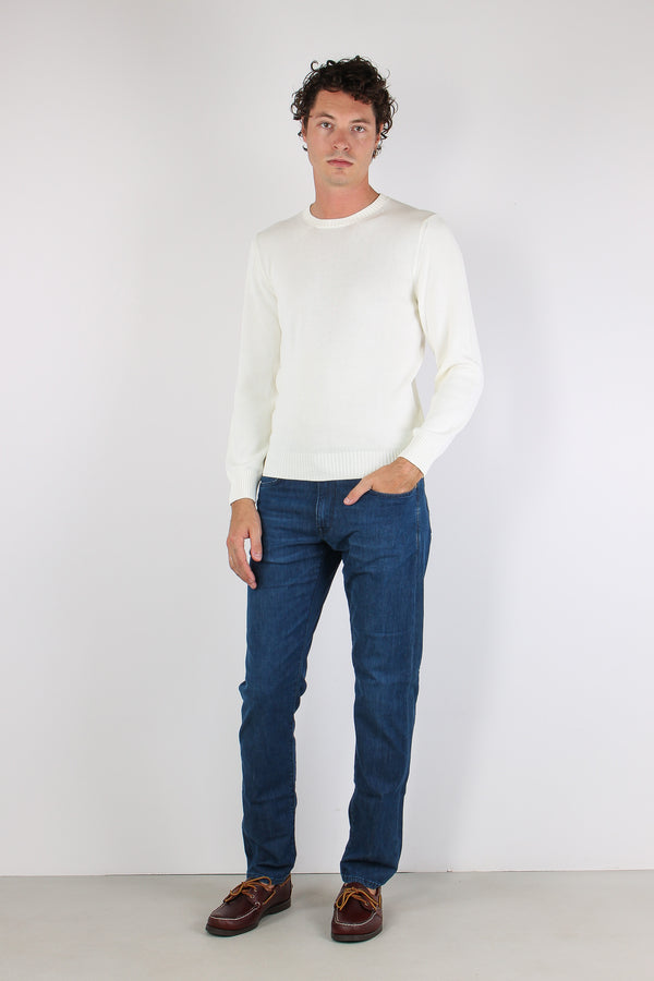 Maglia Girocollo 2 Fili 100% Cotone Panna-2