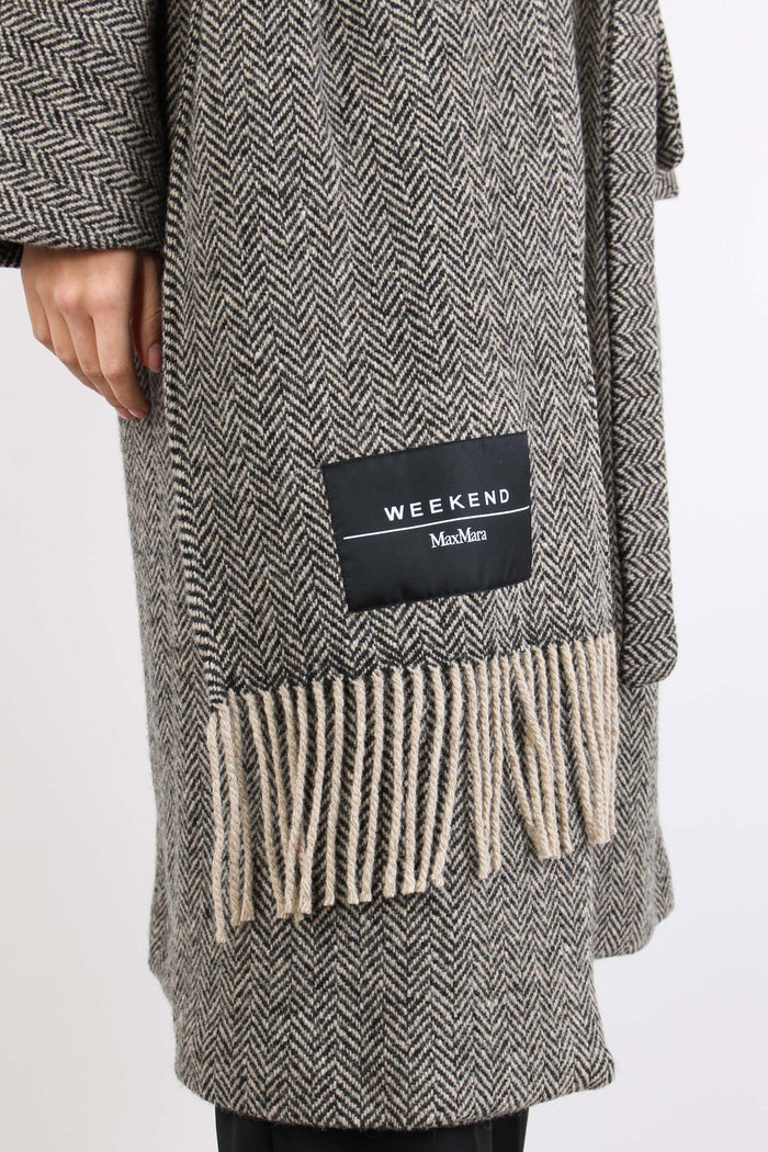 Zenica Cappotto Spinato Cintur Nero/cacha-8