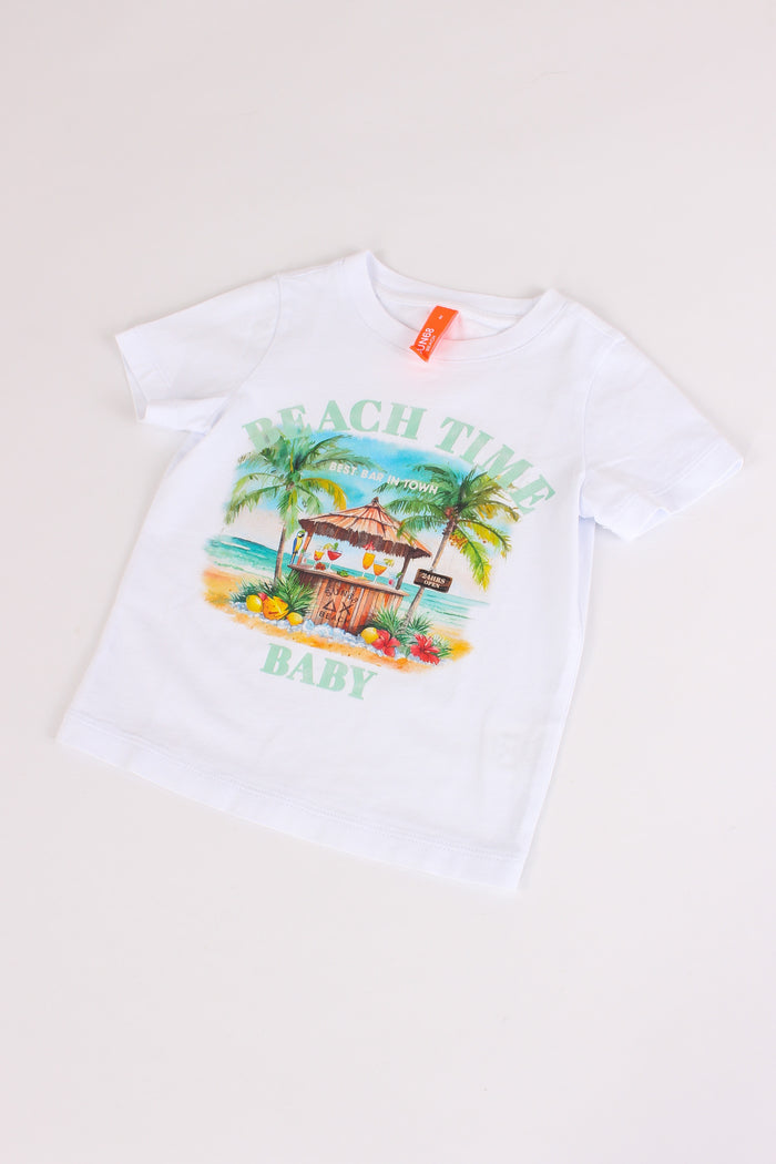 T-shirt Stampa Beach Bianco-4