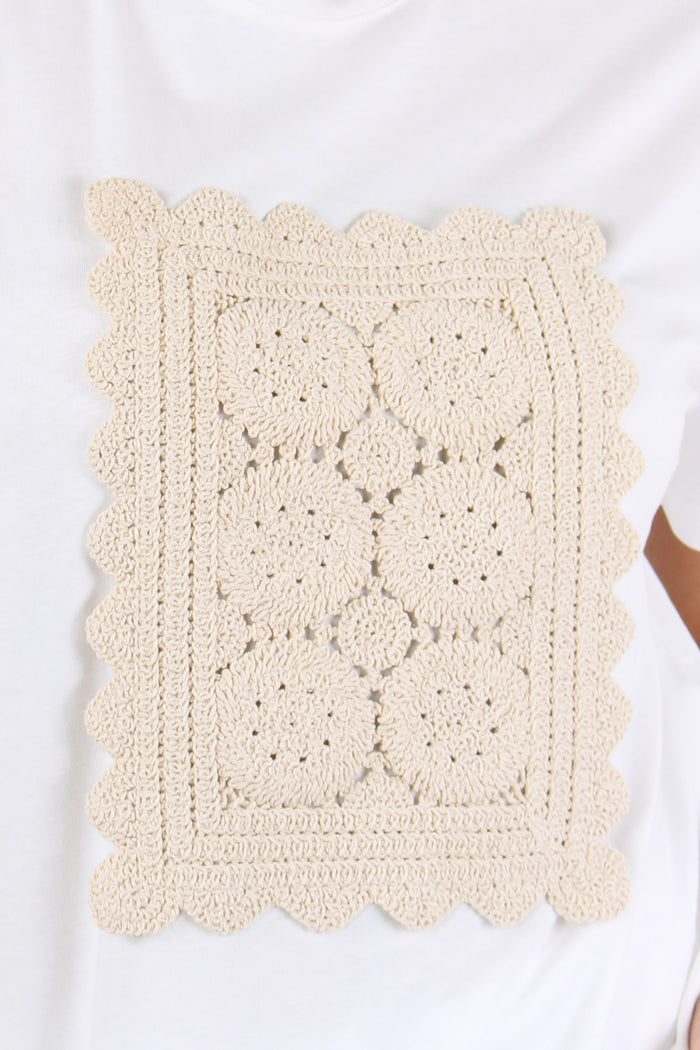 T-shirt Inserto Macrame Bianco-7