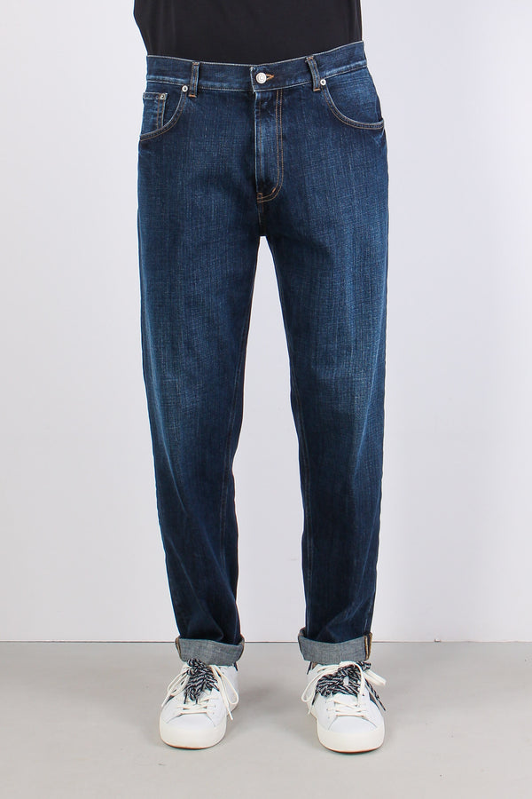 Ervin Denim Gamba Morbida Denim Scuro-2