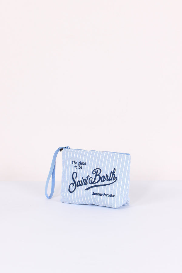 Aline Pochette Canvas Righe Blu/bianco-2