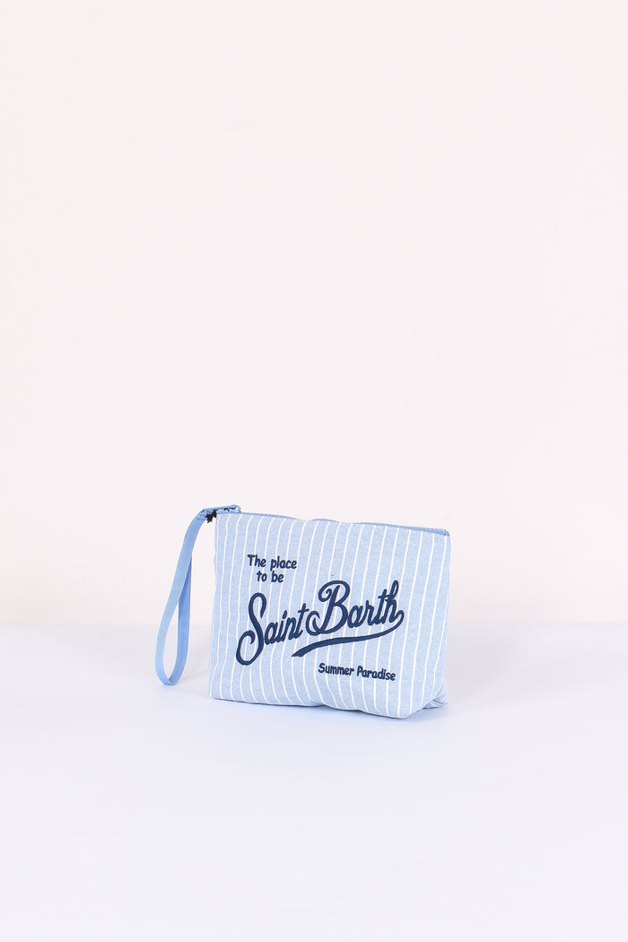 Aline Pochette Canvas Righe Blu/bianco-2