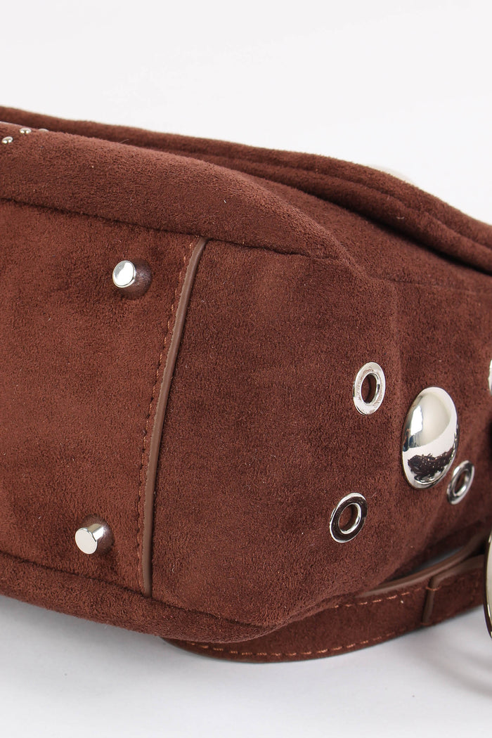 Tracolla Camoscio Maxi Borchie Brown-6