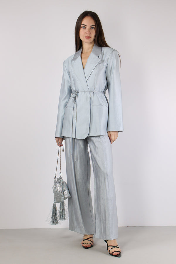 Pantalone Multi Pences Cangiante Celeste