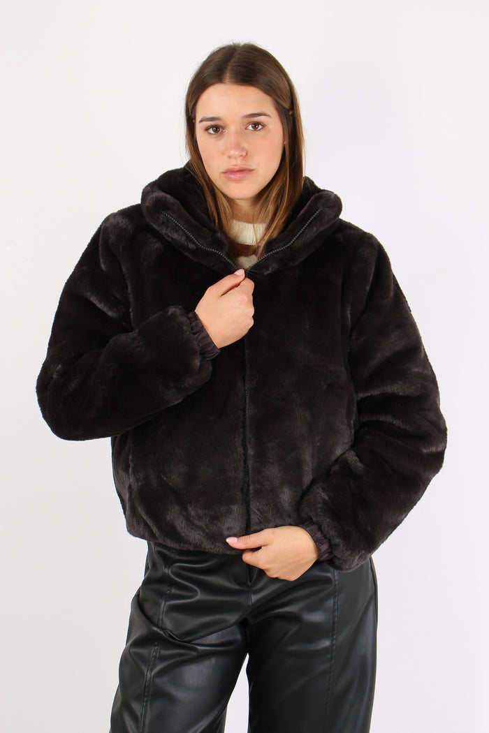 Jeon Giubbotto Ecopelliccia Re Brown Black-3