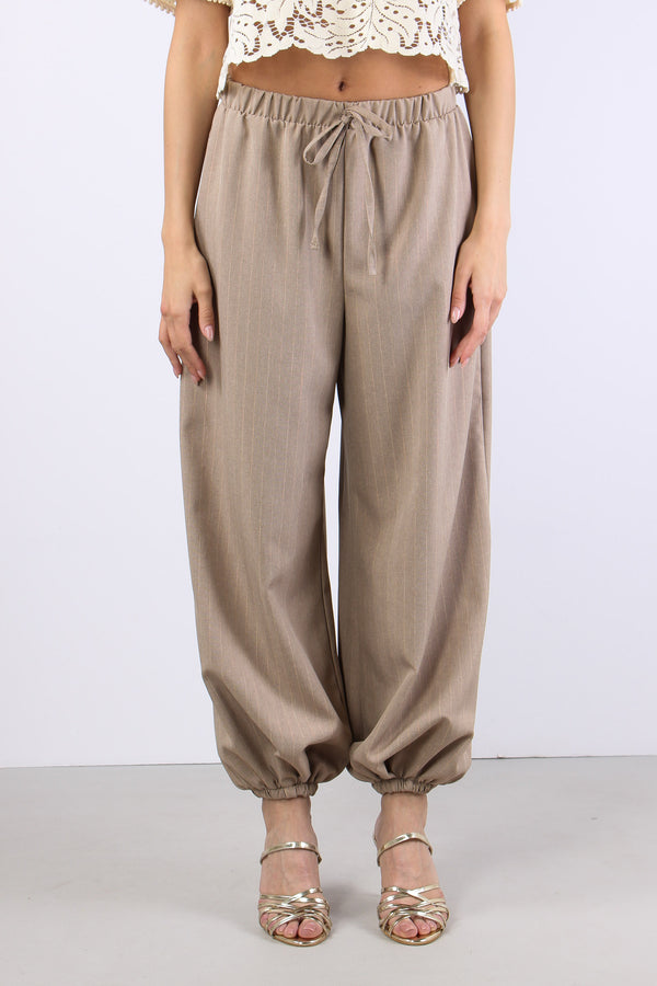 Pantalone Baloon Filo Lurex Beige-2