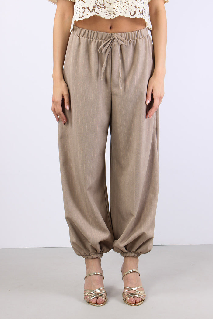 Pantalone Baloon Filo Lurex Beige-2