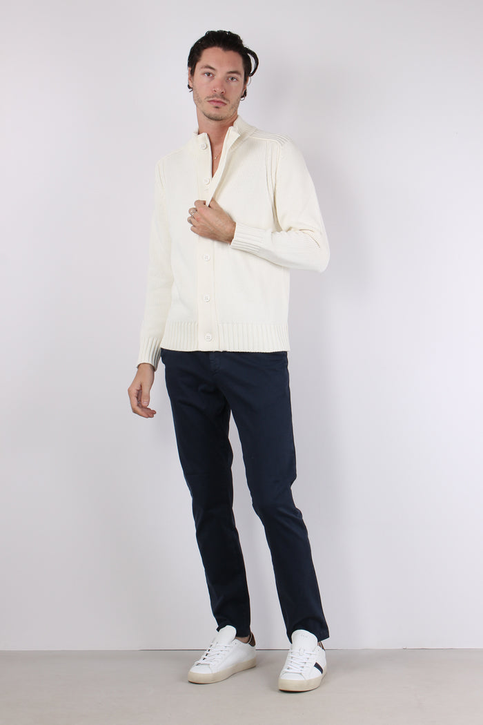 Cardigan Bottoni Cotone Optic White-4