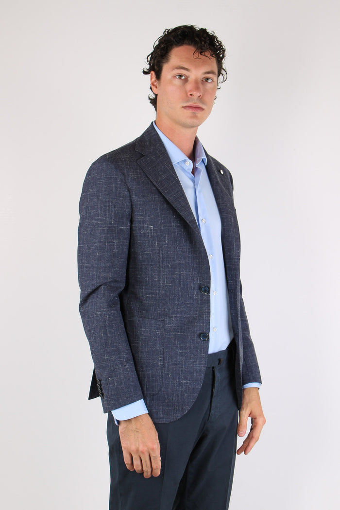 Giacca Tasca Toppa Drop Sette Blu Navy-7