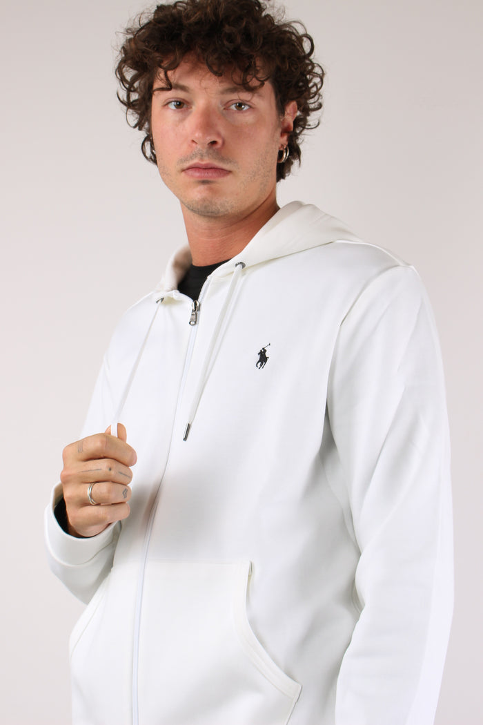 Felpa Zip Cappuccio White-7