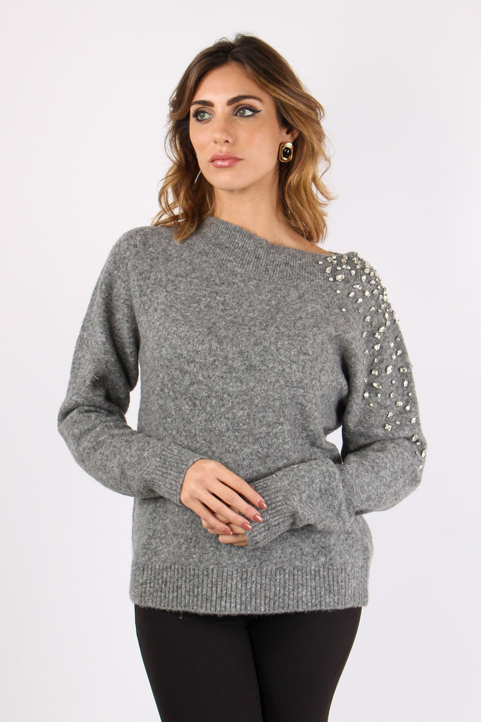 Maglia Scollo Barchetta Grigio-3