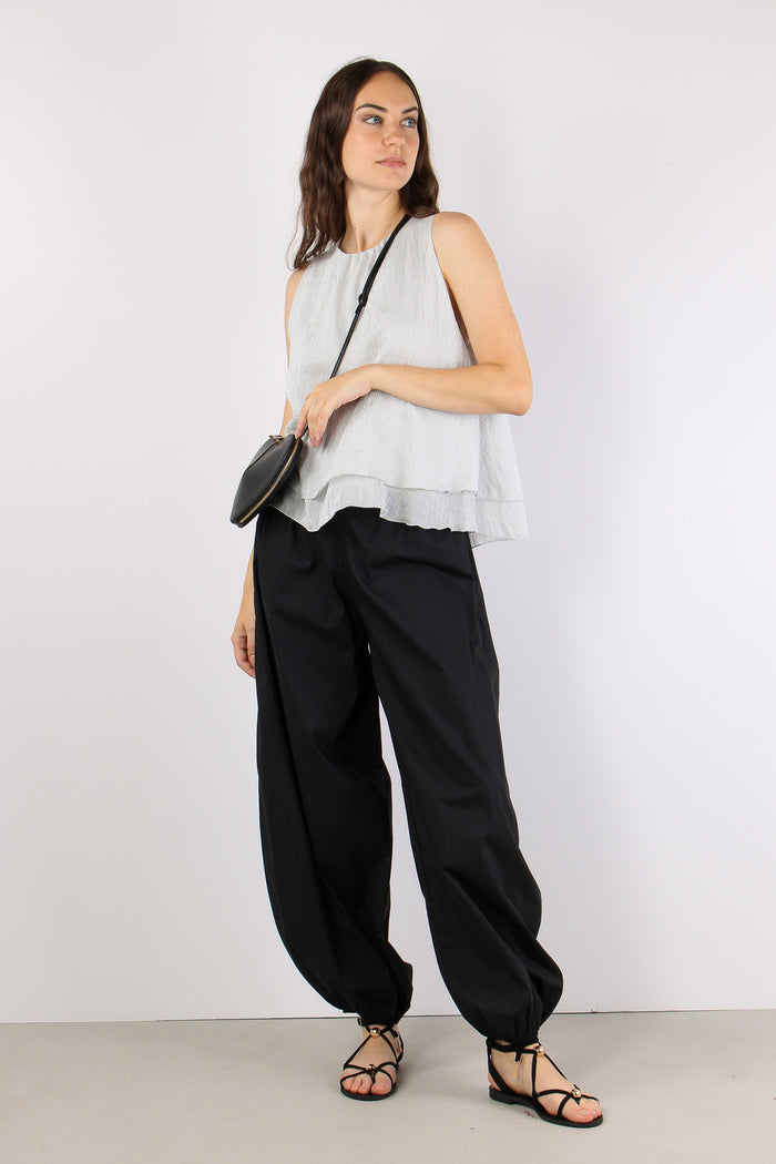Pantalone Popeline Elastico Fo Nero