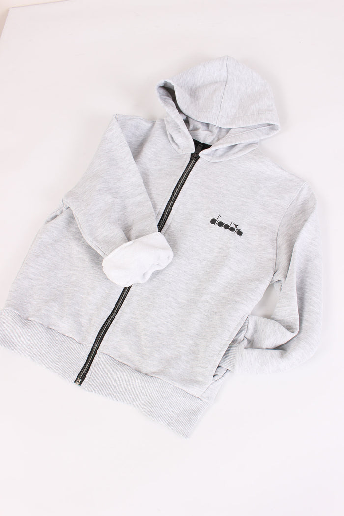 Felpa Cappuccio Zip Grigio-4