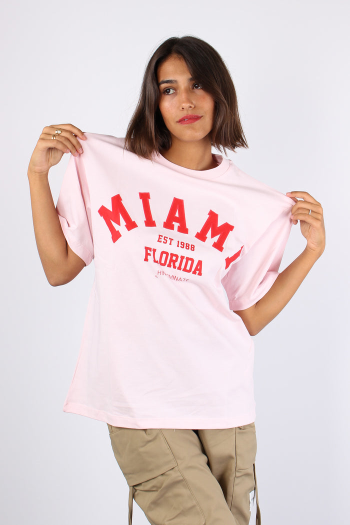 T-shirt Over Miami Rosa Polvere-7