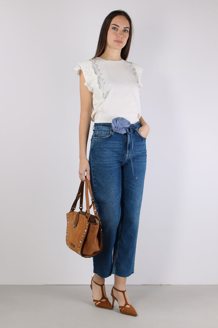 Jeans Straight Stripe Denim Scuro