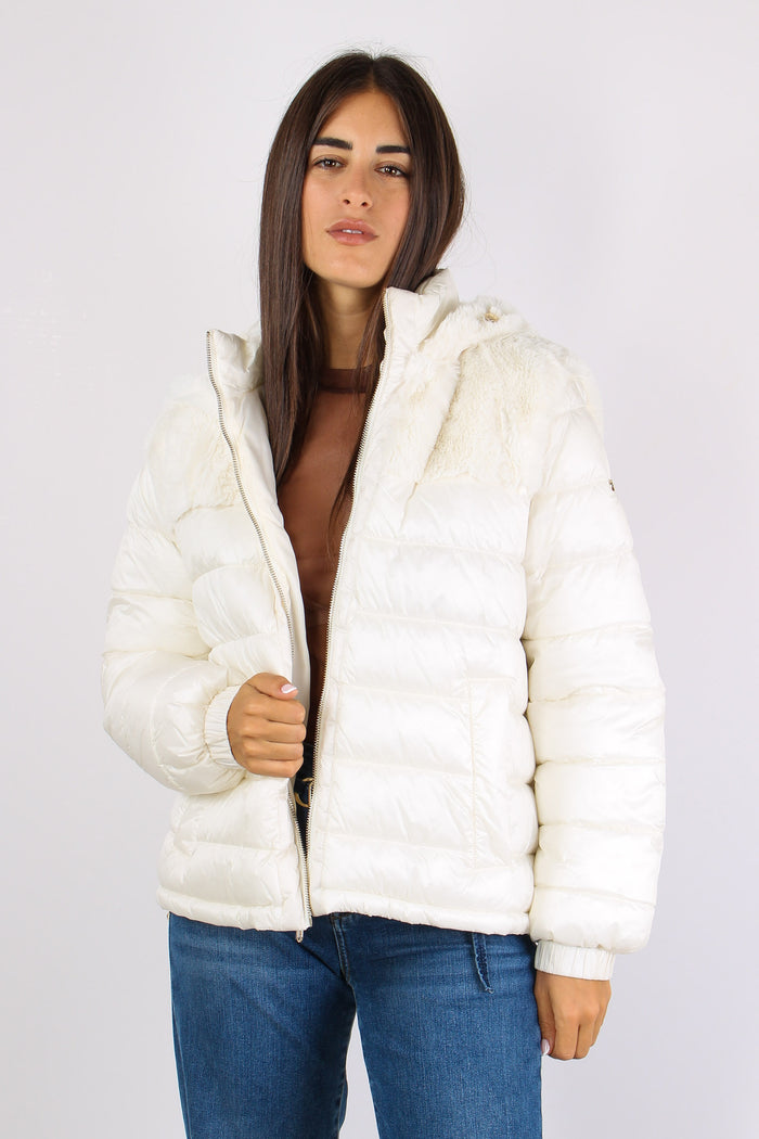 Giubbotto Bimateriale Inserto Bianco Latte-3