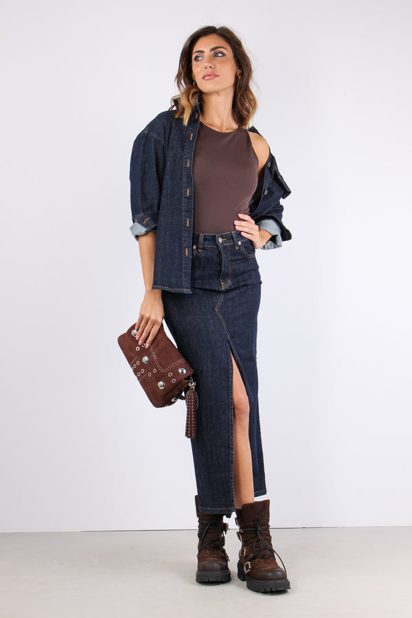 Camicia Over Denim Denim Scuro