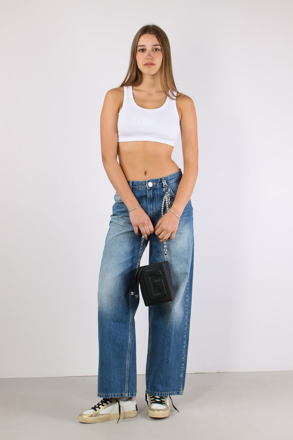 Top Crop Logo Optic White