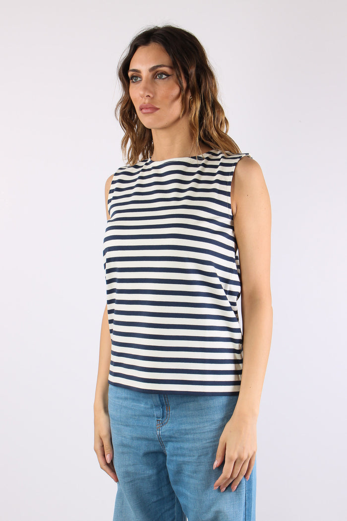 Multih T-shirt Smanicata Riga Ecru/blu-3