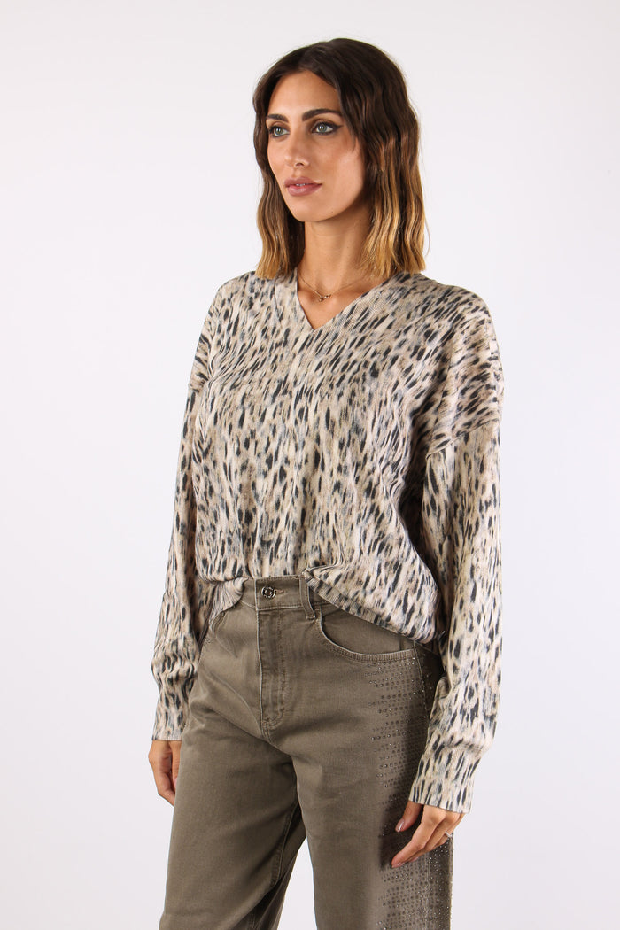 Maglia Scavo V Animalier Spotted Chine-3