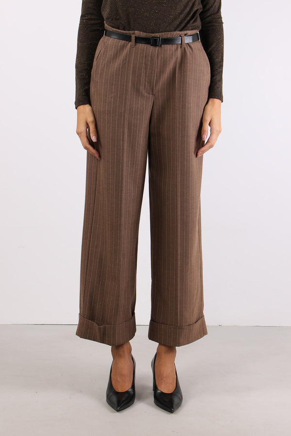 Pantalone Cropped Risvolto Ges Tabacco-2