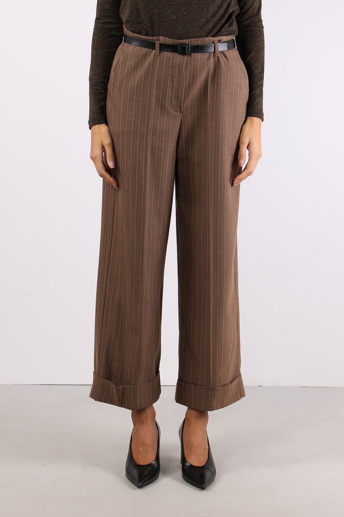 Pantalone Cropped Risvolto Ges Tabacco-2