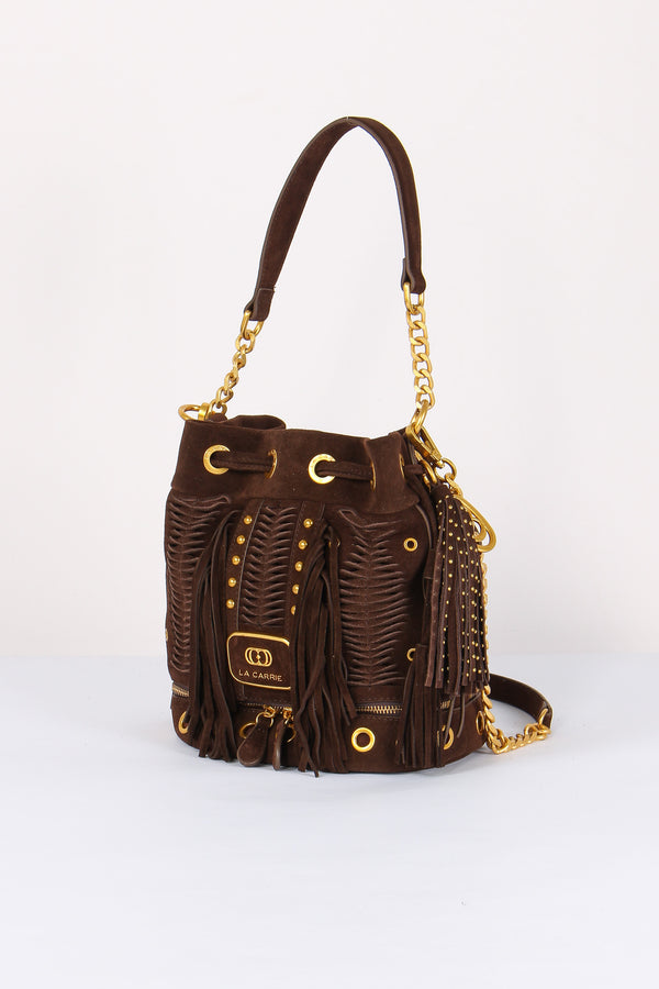 Secchiello Camoscio Frange Dark Brown-2