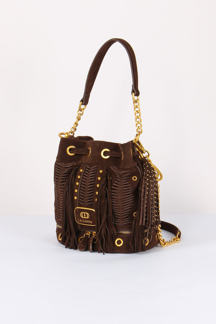 Secchiello Camoscio Frange Dark Brown-2