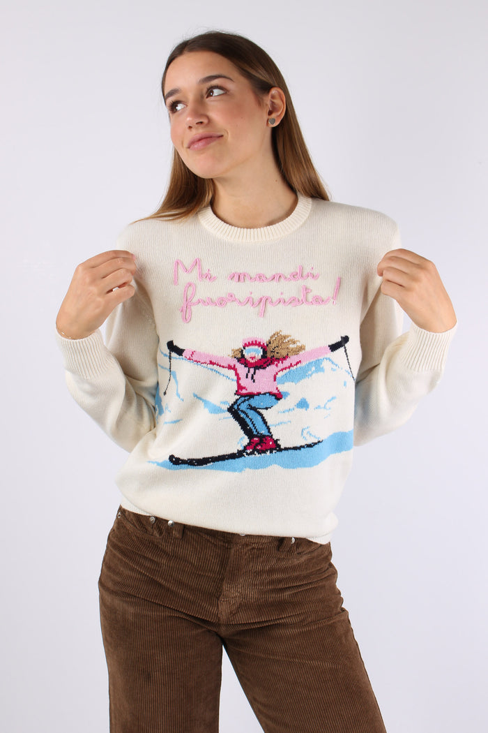 Girocollo Mi Mandi Fuori Pista Bianco-8