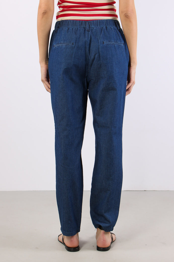 Pantalone Chambray Elastico Di Denim-4
