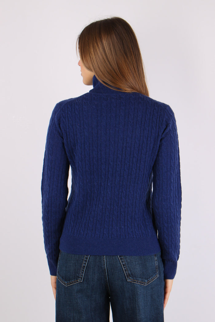 Maglia Collo Alto Trecce Blue-5