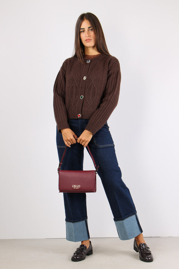 Cardigan Treccia Bottoni Dark Chocolate