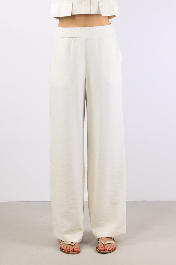Pantalone Palazzo Misto Viscos Panna-2