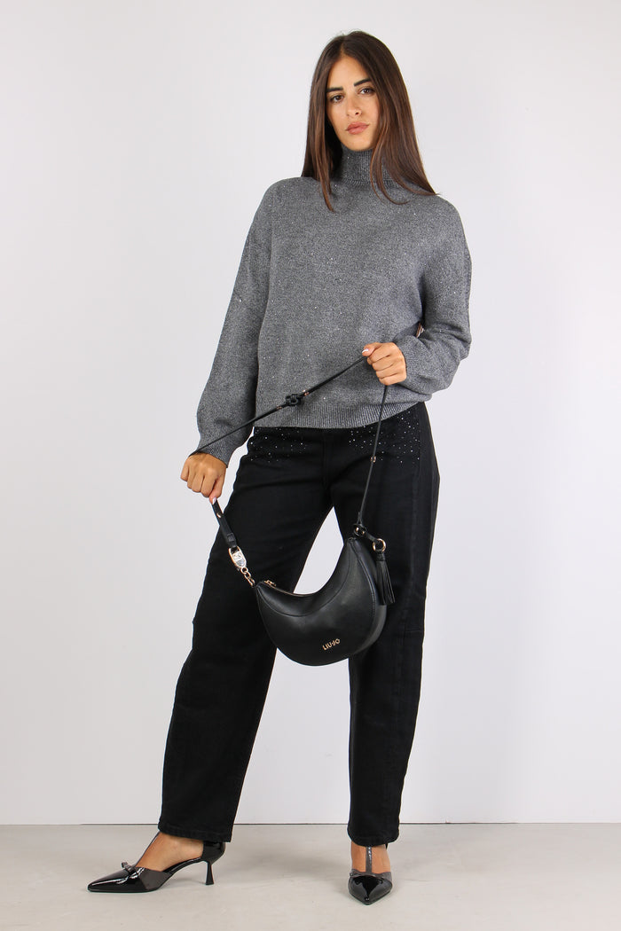 Collo Alto Inserto Lurex Gray Met-4