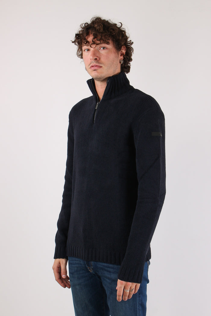 Maglia Mezza Zip Blue Black-4
